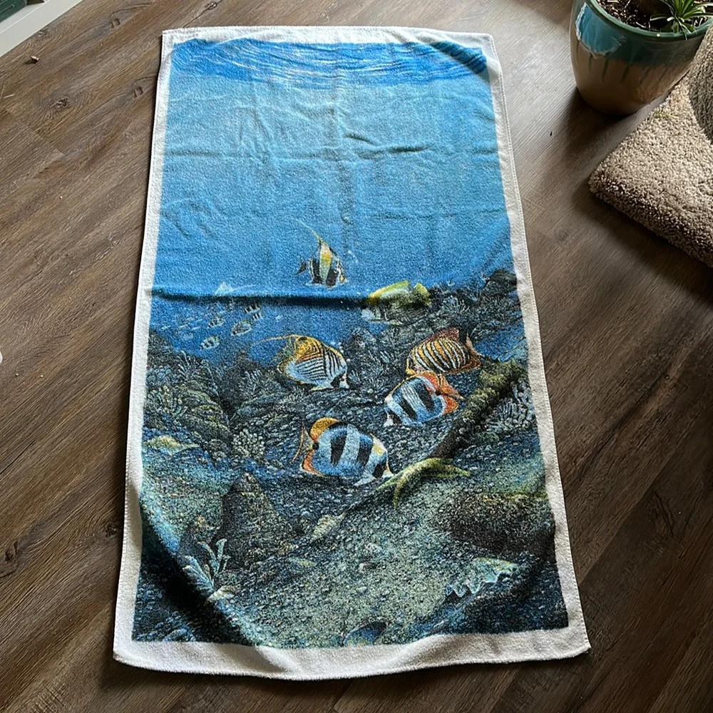 🏝️ Vintage Island Fun Coral Reef Beach Towel